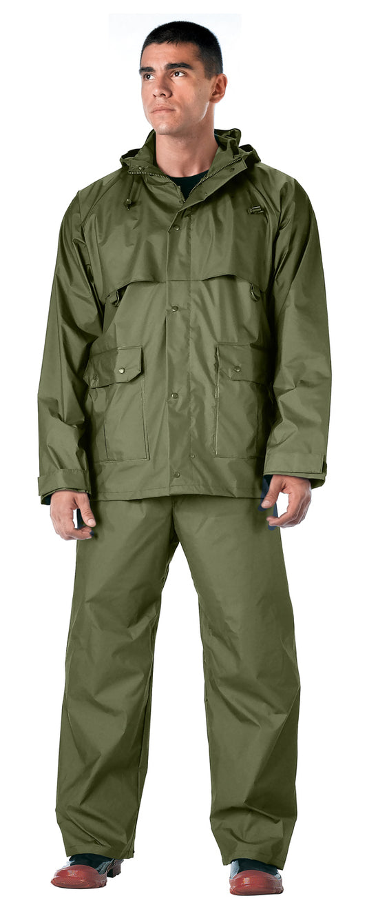 Rothco 2 Piece Microlite PVC Rainsuit Olive Drab Size 3XL