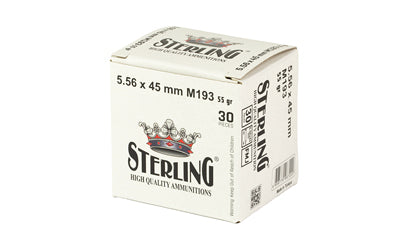 Sterling 5.56 NATO M193 Full Metal Jacket Ammunition * 55 Grain, 30 Rounds Per Box