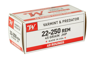 Winchester Ammunition USA White Box .22-250 Remington Varmint 45 Grain Hollow Point * 40 Rounds per Box