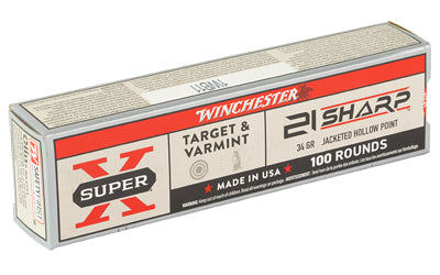 Winchester Ammunition Super-X 21 Sharp Hollow Point Ammo - 34 Grain, 100 Rounds per Box