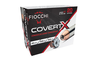 Fiocchi Ammunition Covert X 45 ACP 230-Grain Hollow Point Ammunition, 20 Rounds Per Box