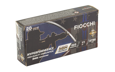 Fiocchi Ammunition Hyperformance SBR 223 Remington 77 Grain Boat Tail Hollow Point - Pack of 20 Rounds