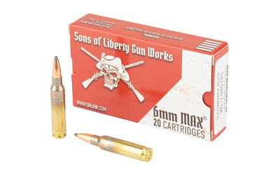 Sons of Liberty Gun Works SOLGW 6MM Max 80 Grain Boat Tail Hollow Point Ammunition (Box of 20, Case of 1,000)