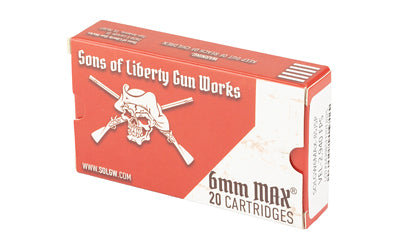 Sons of Liberty Gun Works SOLGW 6MM Max 80 Grain Boat Tail Hollow Point Ammunition (Box of 20, Case of 1,000)